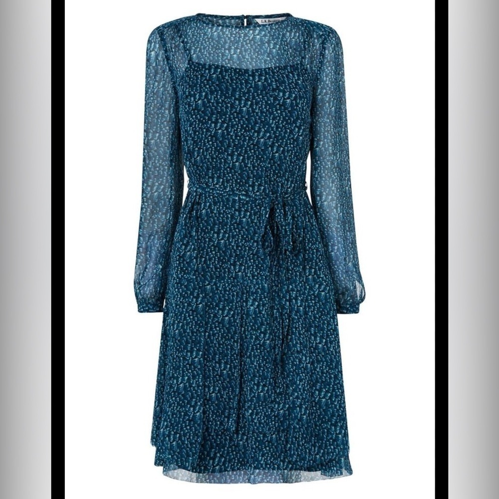 L.K. Bennett London Bryony Silk Dress in Evergreen Sz 2 Elegant Chic Ruffle